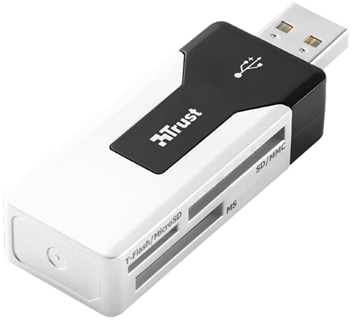 USB 2.0 memory card reader that works with all common used memory cards to transfer your pictures and videos to your computer.