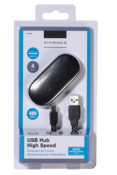 3117 Vivanco USB 2.0 4 Port hub - 36659