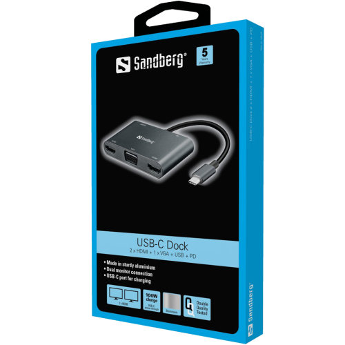 3780 Sandberg USB-C Dock Dual Display