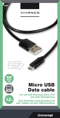 426 Vivanco 1.2m A to Micro-B Cable - 36251